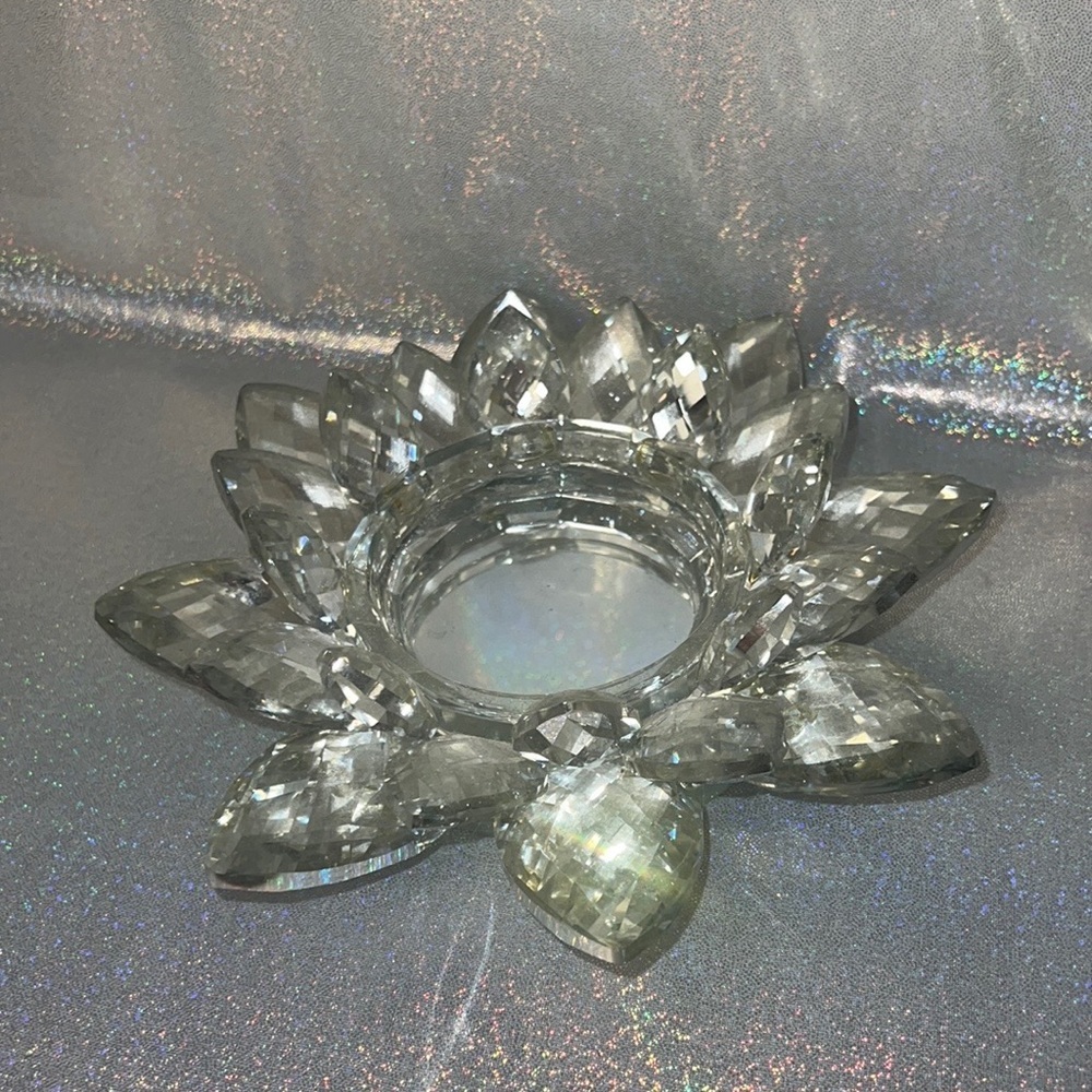 Crystal candle light holder shiny silver mirrored stunning luxury candle decor